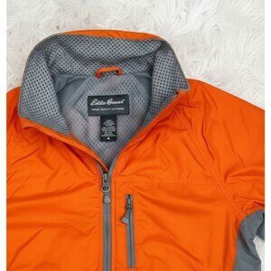 Eddie Bauer Lightweight Windbreaker Track Jacket Mens Large Orange Gray Full Zip